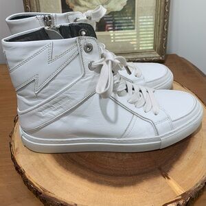 Zadig & Voltaire White Leather Hi Top Sneakers Women’s size 39 EU 9 US